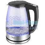 Чайник электрический Midea MK-8019, мощность 2200 Вт, объем 1.7 л, цифровой дисплей, регулировка температуры нагрева, 6 режимов нагрева, поддержание температуры, подсветка