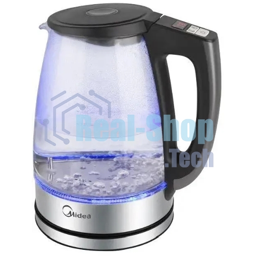 Чайник электрический Midea MK-8019, мощность 2200 Вт, объем 1.7 л, цифровой дисплей, регулировка температуры нагрева, 6 режимов нагрева, поддержание температуры, подсветка