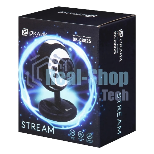 Веб-камера OKLICK OK-C8825 640x480, 30 кадр/с, USB Type-A, микрофон, черный/белый