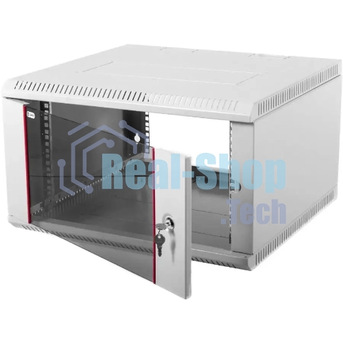 Шкаф настенный ЦМО ШРН-Э-6.350 6U 600x350 мм пер. дв. стекл несъемные бок. пан. серый