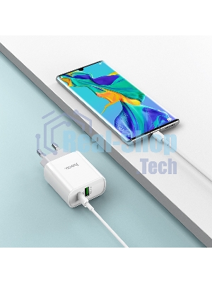 Сетевое зарядное устройство HOCO C80A Rapido 1xUSB + 1xUSB-C, 3.1A, 20W, белый