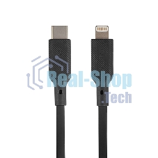 Кабель QUMO, MFI С94, Type-C на MFI Apple 8 pin, силиконовый, 1м, 2,22A, 9V, 20W, PD черный