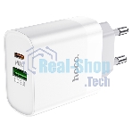 Сетевое зарядное устройство HOCO C80A Rapido 1xUSB + 1xUSB-C, 3.1A, 20W, белый