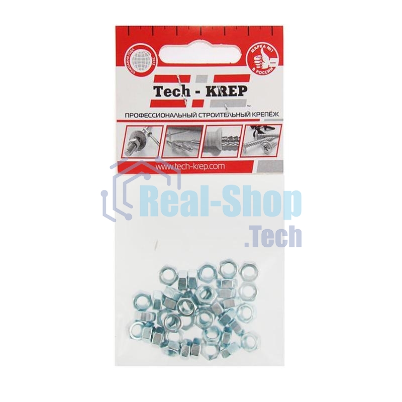 Гайка DIN934 шестигранная М5 оцинк. (уп. 40 шт) Tech-KREP 103024