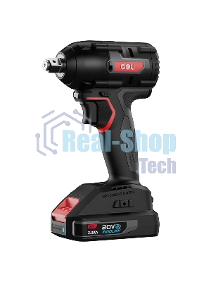 Гайковерт ударный аккумуляторный Deli DE-BS20-1D2 (2АКБ*2А·ч + ЗУ, 20V, 350Нм, 0-2800об/мин, 0-3600уд/мин, сумка)