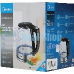 Чайник электрический Midea MK-8019, мощность 2200 Вт, объем 1.7 л, цифровой дисплей, регулировка температуры нагрева, 6 режимов нагрева, поддержание температуры, подсветка