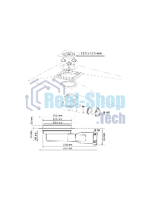 Трап точечный WIRQUIN Venisio Compact с решеткой 115*115