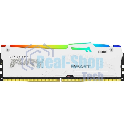 Оперативная память Kingston Fury Beast, DDR5, 32Gb (2x16Gb), 6000MHz, CL36, DIMM, с радиаторами, RGB, белый