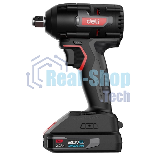 Гайковерт ударный аккумуляторный Deli DE-BS20-1D2 (2АКБ*2Ач + ЗУ, 20V, 350Нм, 0-2800об/мин, 0-3600уд/мин, сумка)