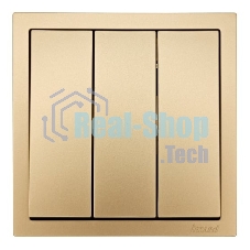 Выключатель LEZARD 704-3688-109QC 3-кл. СП ZIMA IP20 10А безвинт. зажим, зол. Выключатель LEZARD 704-3688-109QC 3-кл. СП ZIMA IP20 10А безвинт. зажим, зол.