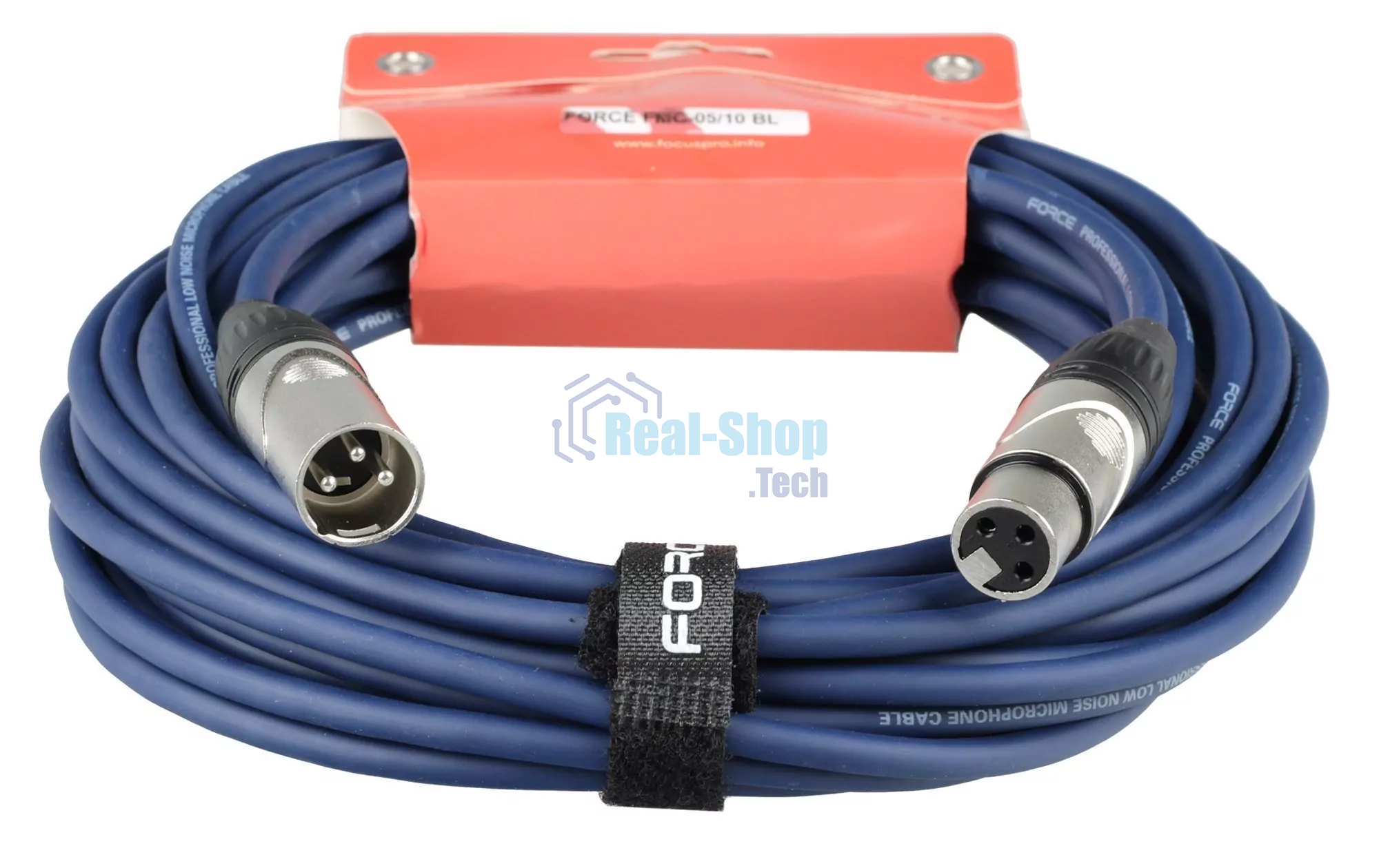 Кабель микрофонный FORCE FMC-05/10 BLXLR (M) - XLR (F), высококачественный балансный, малошумящий с проводниками из безкислородной меди OFC, диаметр 6 мм, профессиональные металлические разъемы, длина 10 м, цвет синий