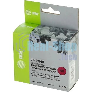 Картридж струйный Cactus CS-PG40 черный (18 мл) для Canon Pixma MP150/MP160/MP170/MP180/MP210/MP220/MP450/MP460/MP470/iP1200/iP1300/iP1600/iP1700/iP1800/iP190