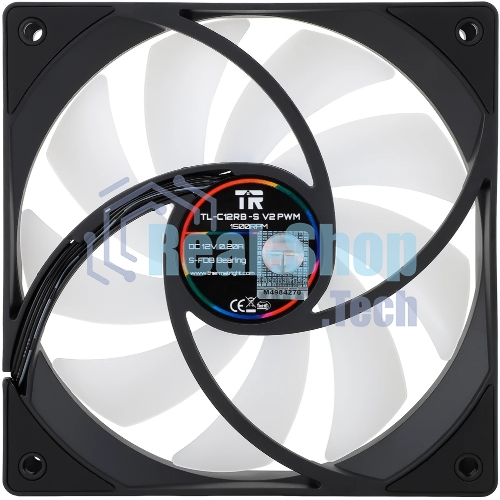 Кулер для корпуса Thermalright TL-C12RB-S V2 Reverse (120x120x25mm, 4-pin PWM, ARGB, 58CFM, 25.6dBA, 1500RPM, черный)