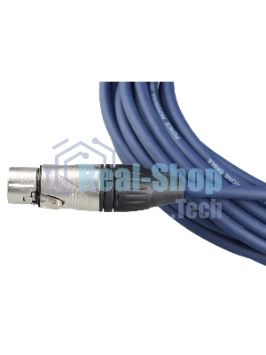 Кабель микрофонный FORCE FMC-05/10 BLXLR (M) - XLR (F), высококачественный балансный, малошумящий с проводниками из безкислородной меди OFC, диаметр 6 мм, профессиональные металлические разъемы, длина 10 м, цвет синий