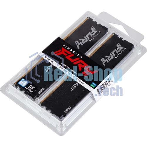 Оперативная память Kingston Fury Beast, DDR5, 32GB (2x16GB), 5200MHz, CL40, DIMM, радиатор, черный