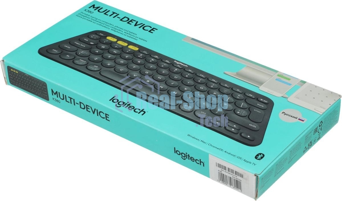 Клавиатура Logitech K380 беспроводная, Bluetooth, серый