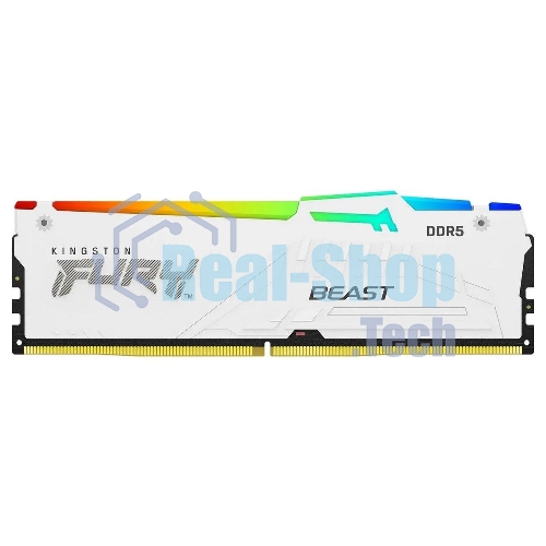 Оперативная память Kingston Fury Beast RGb, DDR5, 32Gb (1x32 Gb), 6000 MHz, CL30, радиатор, RGb, белый