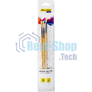 Набор кистей Silwerhof Color (набор 3шт) щетина круглая №2,4,6, деревянная ручка