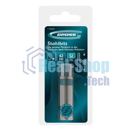 Бита Gross Torx 15х50 мм, сталь S2, шестигр., 2 шт.