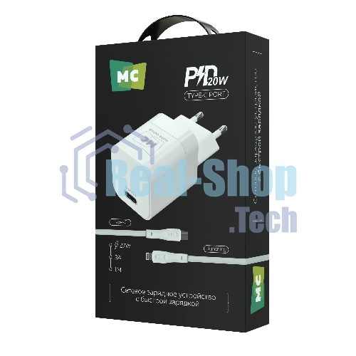 Сетевое зарядное устройство MORE CHOICE (4620202555830) NC86i 1Type-C 3.0A PD 20W для Lightning 8-pin Type-C, белый