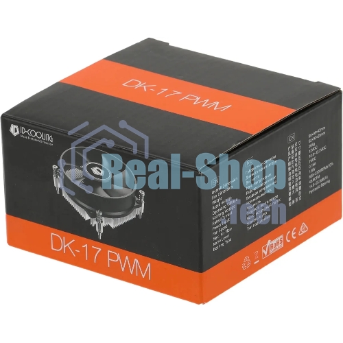 Кулер ID-COOLING DK-17 PWM серебристый/черный 92мм алюминий 2200rpm 26db 4-pin 65W 42мм