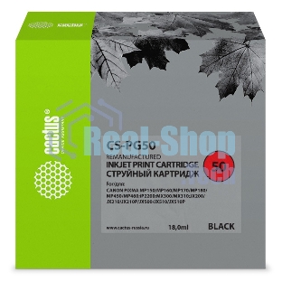 Картридж струйный Cactus CS-PG50 черный (18 мл) для Canon Pixma MP150/MP160/MP170/MP180/MP450/MP460/iP2200/MX300/MX310/JX200/JX210/JX210p/JX500/JX510/JX510P
