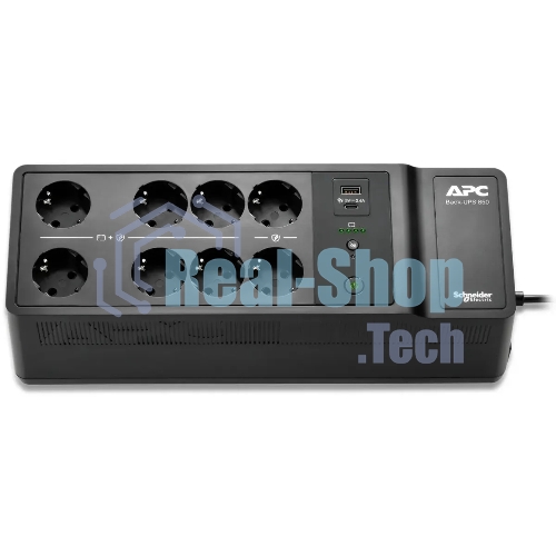 Источник бесперебойного питания APC Back-UPS ES 850VA/520W, 230V, 8 Schuko (2 Surge & 6 batt.), USB, USB charge(type A,C), Data/DSL protect.,(BE700G-RS, BE850G2-GR analogue), 1 year warranty