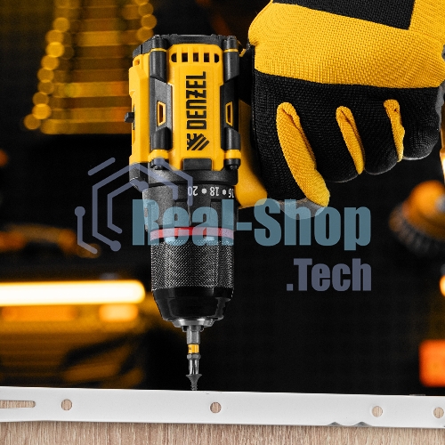 Дрель-шуруповерт Denzel CDH-BL-20, 20 В, 2 Ач, 50 Нм, бесщеточный