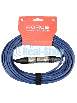 Кабель микрофонный FORCE FMC-05/10 BLXLR (M) - XLR (F), высококачественный балансный, малошумящий с проводниками из безкислородной меди OFC, диаметр 6 мм, профессиональные металлические разъемы, длина 10 м, цвет синий