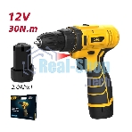 Дрель-шуруповерт Deli DL-DZ12-5A2, 12 В, 2 Ач, 30 Нм, щеточный