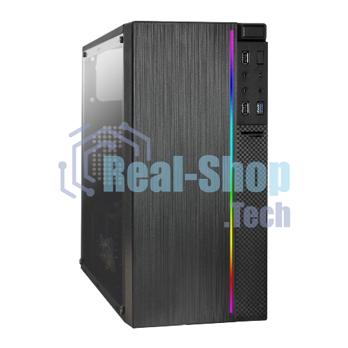Компьютерный корпус Minitower ExeGate mEVO-9301 Black-RGb light, ATX, (600NPX), 2*USB+1*USB 3.0, HD Audio