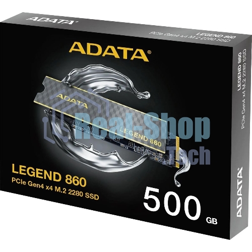 Накопитель SSD ADATA LEGEND 860, 500Gb, PCIe 4.0 x4, M.2 2280, NVMe, R/W 5000/3000, с радиатором