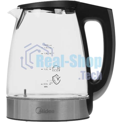 Чайник электрический Midea MK-8019, мощность 2200 Вт, объем 1.7 л, цифровой дисплей, регулировка температуры нагрева, 6 режимов нагрева, поддержание температуры, подсветка
