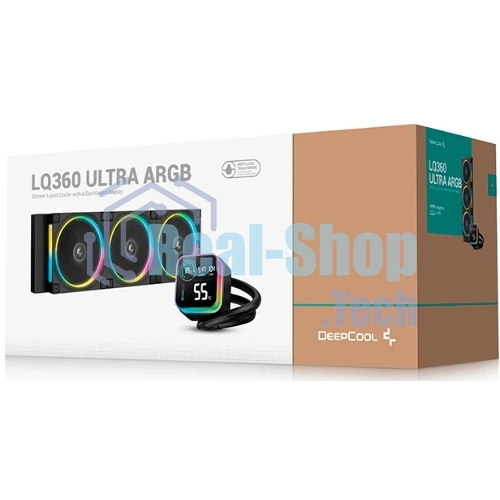 Система жидкостного охлаждения Deepcool LQ360 Ultra ARGb Soc-AM5/AM4/1200/1700/1851 черный 4-pin 38.71dB Al LCD 350W 1840gr Ret (R-LQ360-BKASMC-G-1)