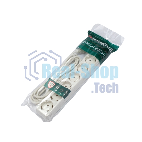 Сетевой фильтр Гарнизон ECL-6-W-3, 6 р, 10А, 3 м, ур.защиты 4, белый, пакет
