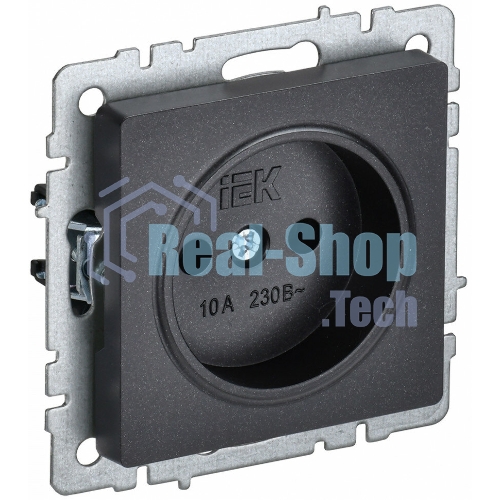 Розетка 1-местная IEK BRITE РС10-1-0-БрЧ (BR-R10-10-K02) без заземления, без защитных шторок, 10А, черный
