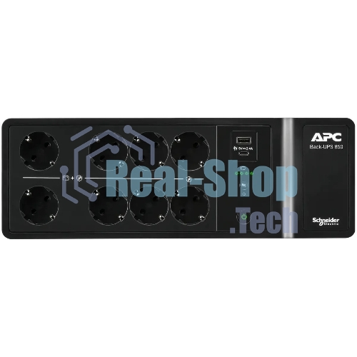 Источник бесперебойного питания APC Back-UPS ES 850VA/520W, 230V, 8 Schuko (2 Surge & 6 batt.), USB, USB charge(type A,C), Data/DSL protect.,(BE700G-RS, BE850G2-GR analogue), 1 year warranty