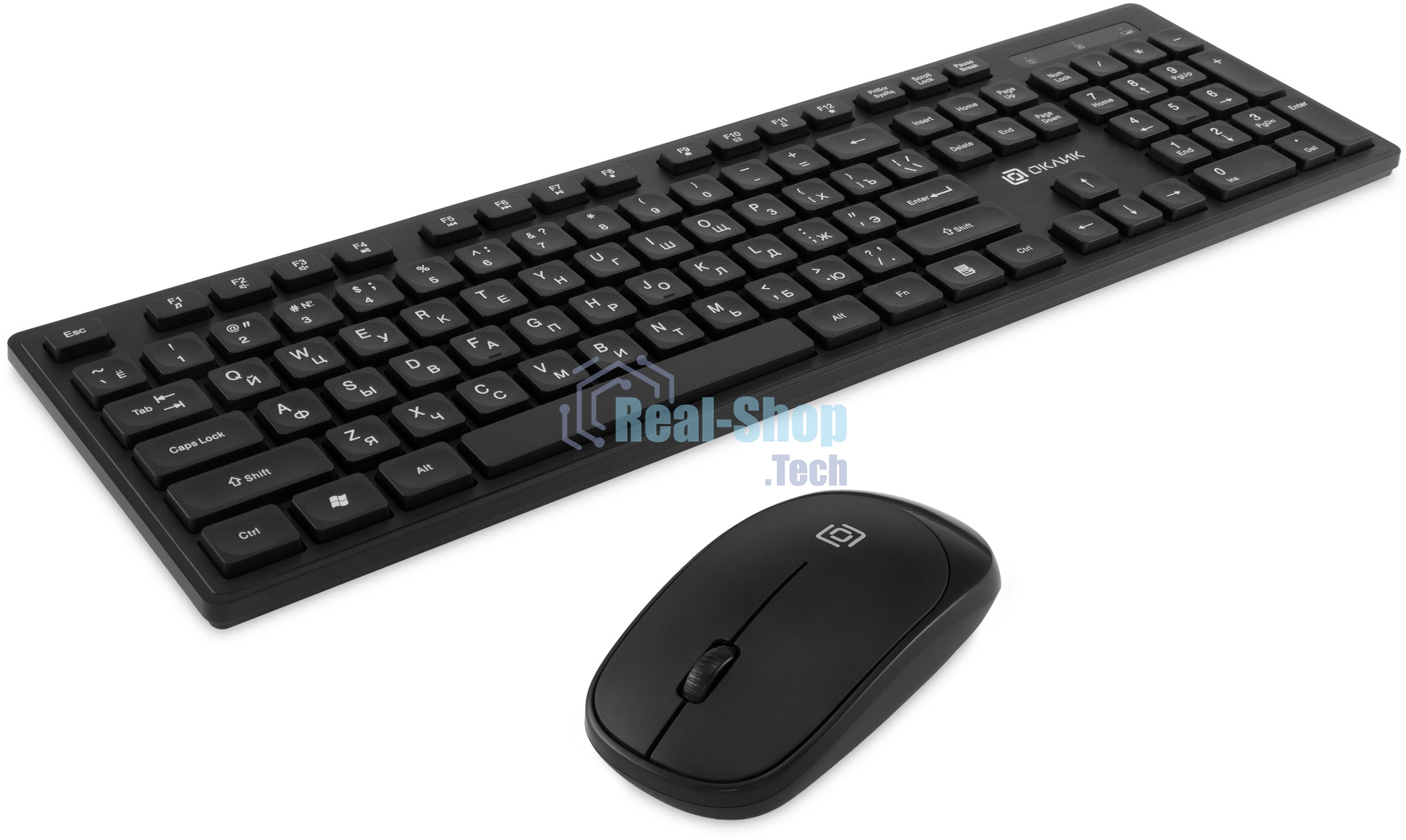 Комплект клавиатура+мышь Oklick S255W беспроводной, USB, 1200 DPI, чёрный