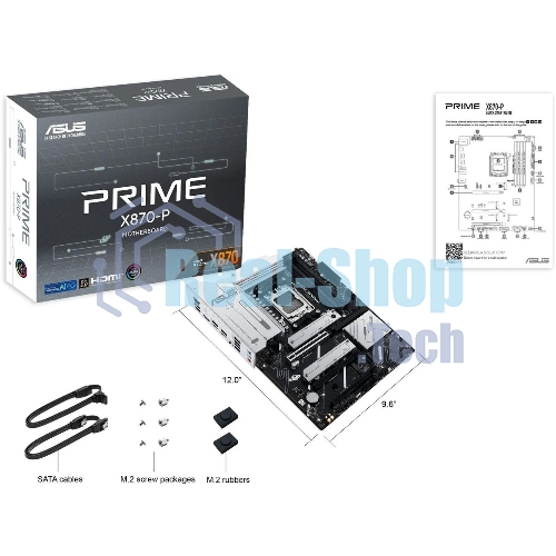 Материнская плата ASUS PRIME X870-P, AM5, AMD X870, 4xDDR5, 2xSATA, 4xM.2, 1xPCIe 5.0 x16, 2xPCIe 4.0 x1, 1xHDMI, 2xUSB-C, 1x 2.5Gb LAN, 4xUSB-A 3.2 Gen 1, 1xUSB-A 3.2 Gen 2, 4xUSB-A 2.0, 3x3.5 мм, 7.1, ATX