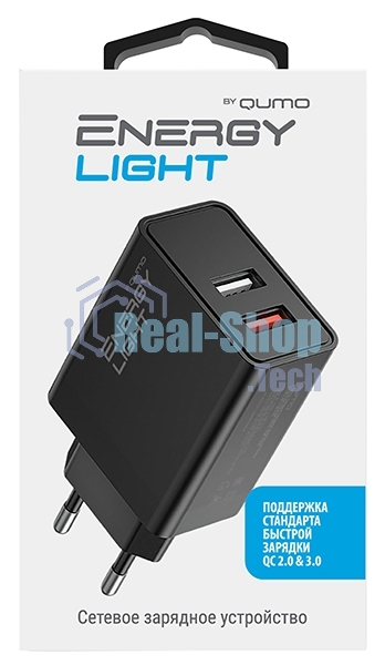 Сетевое зарядное устройство Qumo Energy light (Charger 0054) 18W, 2USB (USB 2.4A + QC3.0)