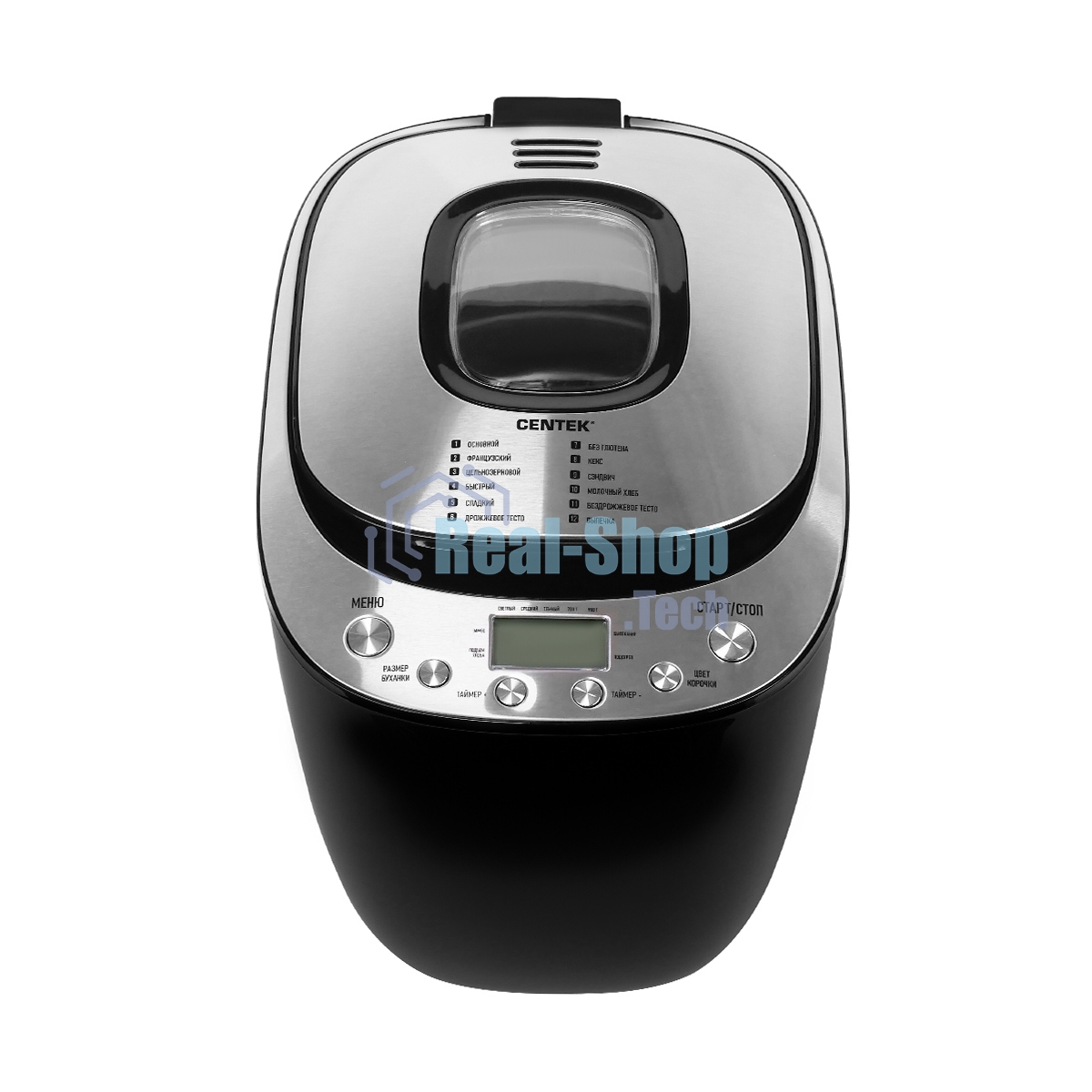 Хлебопечка Centek CT-1418 серебристый, 650 Вт, 0.9 кг, 12 программ