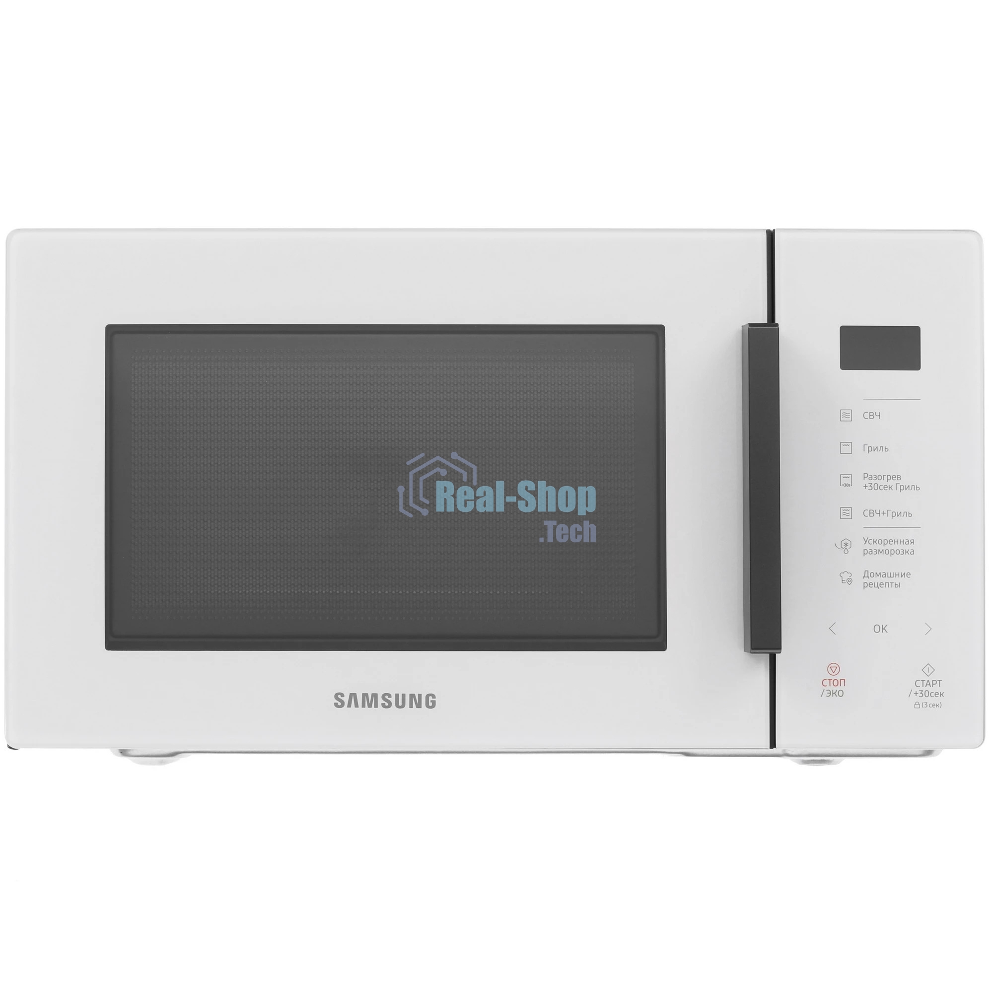 Микроволновая печь Samsung MG23T5018AE/BW белый, 23 л, 800 Вт, переключатели - сенсор