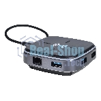 Многофункциональная док-станция Intrend ITACS-9W Type-C с беспроводной зарядкой 3 встроенных высокоскоростных USB 3.0, встроенный высокоскоростной TF и SD карт ридер, разъем RJ-45 для подключения к локальной сети HDMI 4K/30Hz, 60W Power Delivery порт,