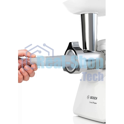 Мясорубка электрическая Bosch MFW2520W белый, 1500 Вт, 1.7 кг/мин, насадки - 4