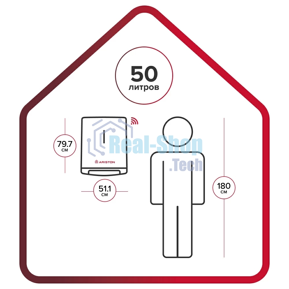 Водонагреватель электрический Ariston Velis Lux Inox PW ABSE WIFI 50 серебристый, накопительный, 50 л, 2,5 кВт