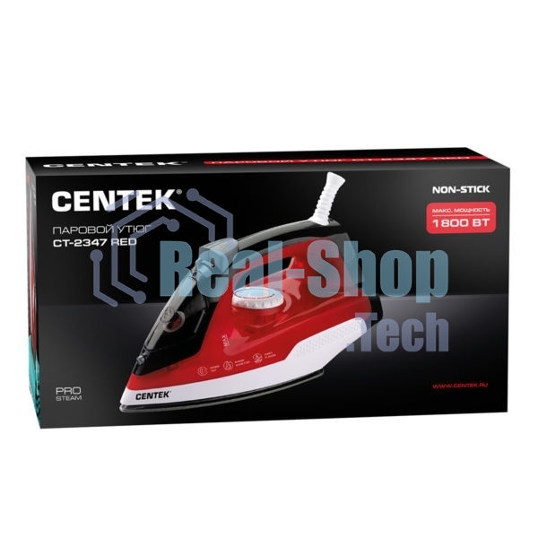 Утюг Centek СТ-2347 красный, 1800 Вт, 20 г/мин, 80 г/мин, 200 мл