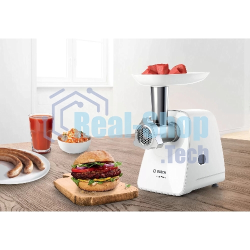 Мясорубка электрическая Bosch MFW2520W белый, 1500 Вт, 1.7 кг/мин, насадки - 4