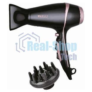 Фен Kelli KL-1129 черный/розовый, 2400 Вт