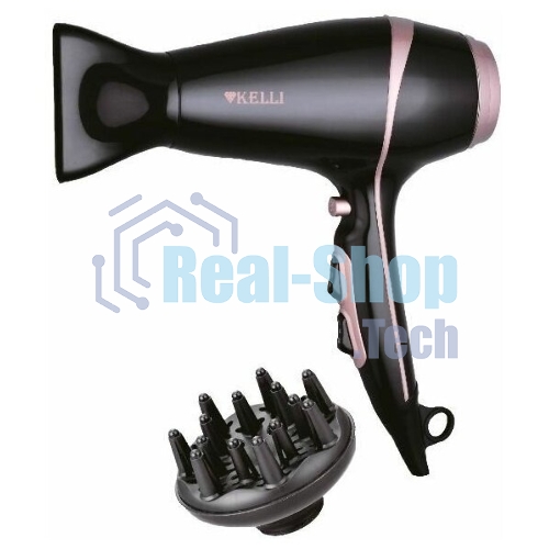 Фен Kelli KL-1129 черный/розовый, 2400 Вт