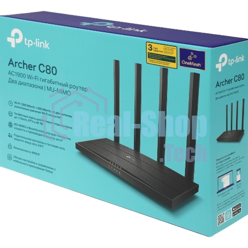 Роутер беспроводной TP-Link Archer C80 AC1900 10/100/1000BASE-TX черный